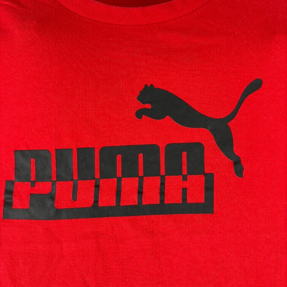Puma Red Short Sleeve Logo Boys T-shirt Size M/ 10-12 - Picture 2 of 10